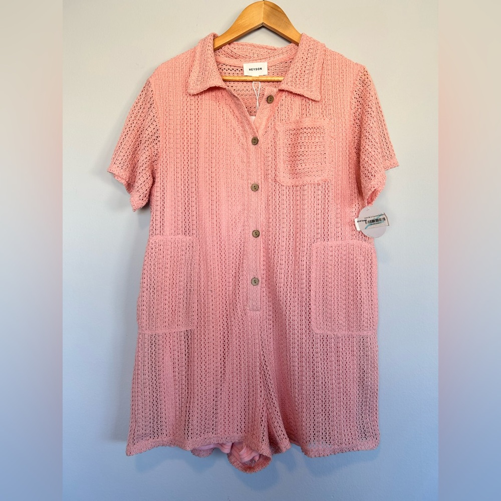 NWT! Heyson Pink Knit Romper! Size Large!